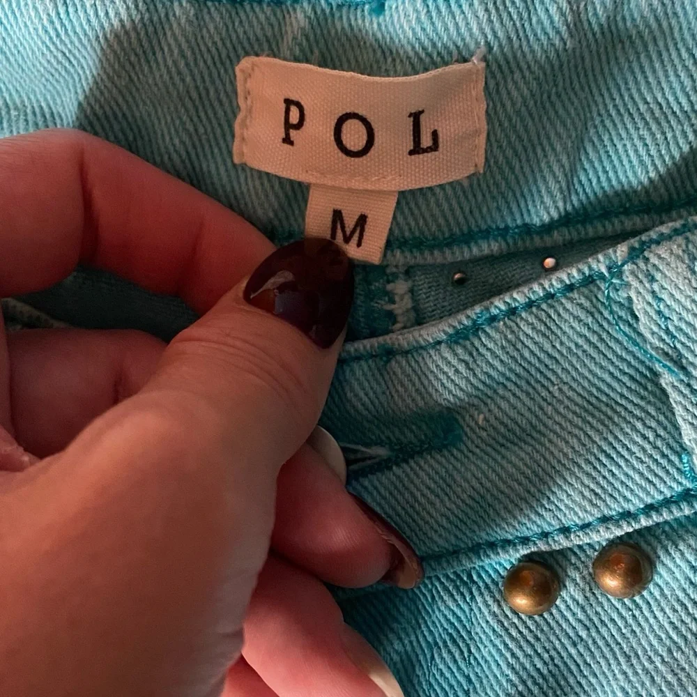 POL Turquoise Studded Cutout Jeans Medium Boho Festival Western Statement